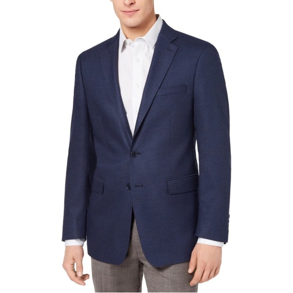 Calvin Klein Blue Two-Button Suit Jacket Sz 38R - Picture 1 of 9